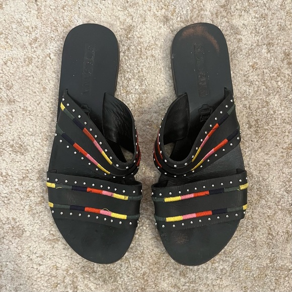 Sol Sana Pablo Embellished Slide Sandals Black Size 37 - Picture 2 of 9